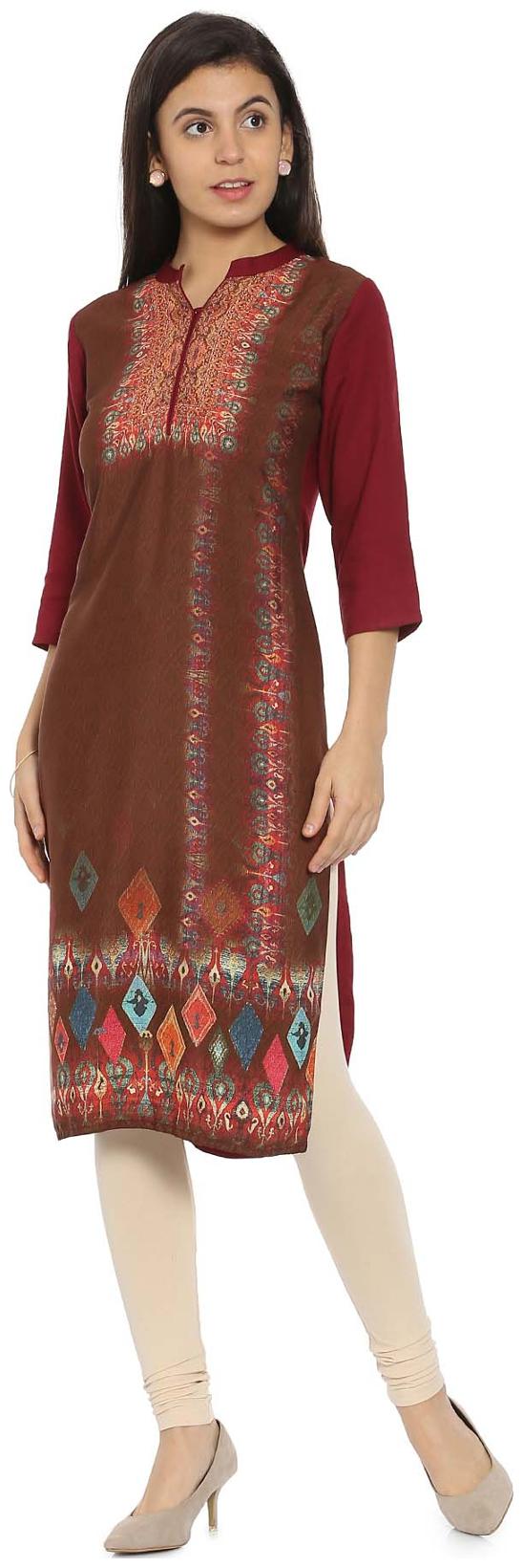 

Soch Women Brown Printed Straight Kurti