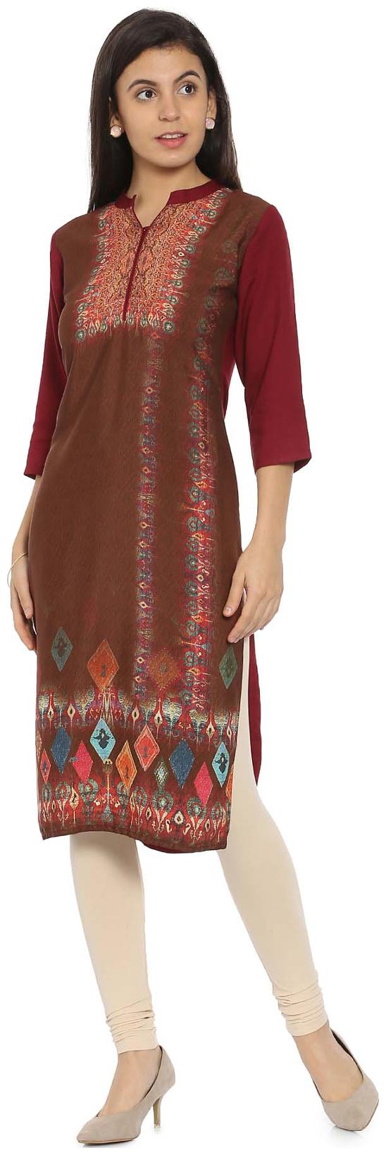 

Soch Women Brown Printed Straight Kurti