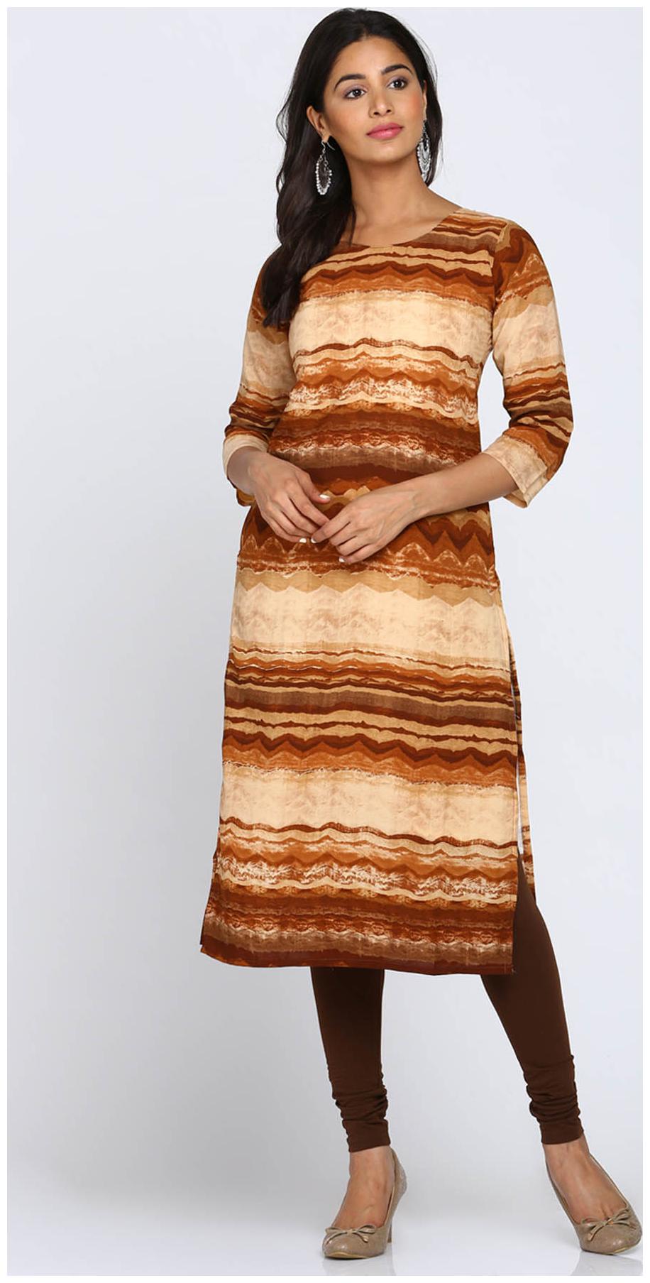

Soch Women Brown Printed Straight Kurti
