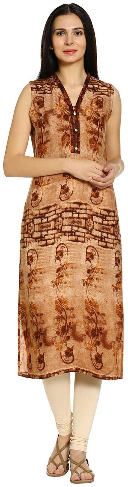 

Soch Women Brown Printed Straight Kurta