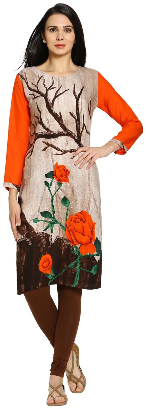 

Soch Women Brown Printed Straight Kurta
