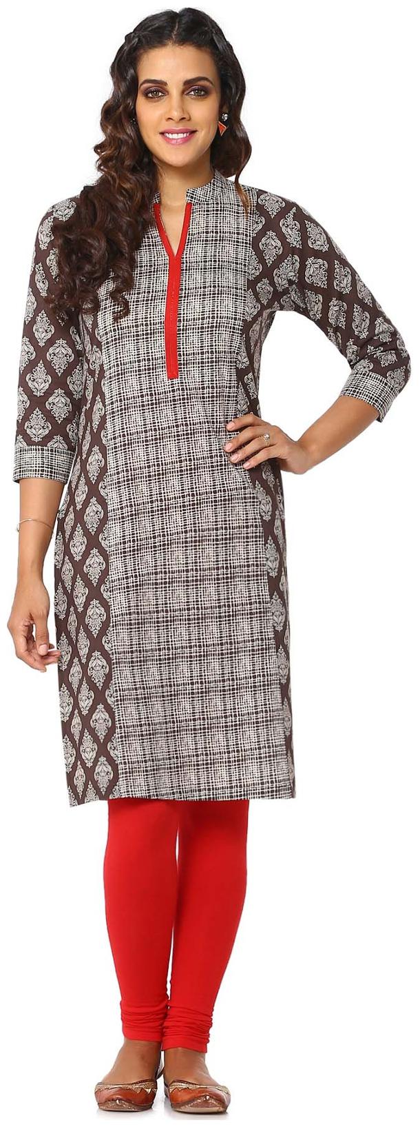 

Soch Women Grey Printed Straight Kurta