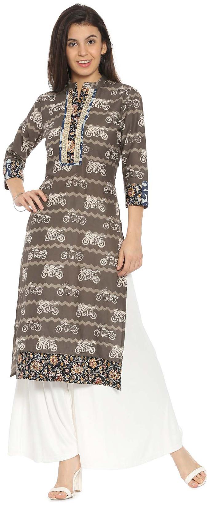 

Soch Women Brown Printed Straight Kurti