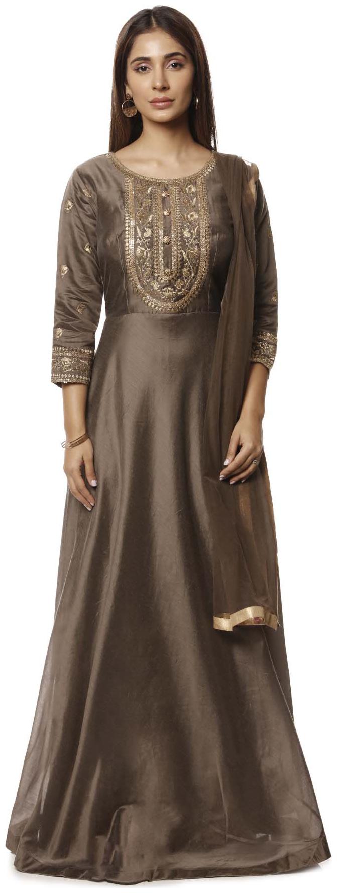 

Soch Chanderi Embroidery Suit Set - Brown