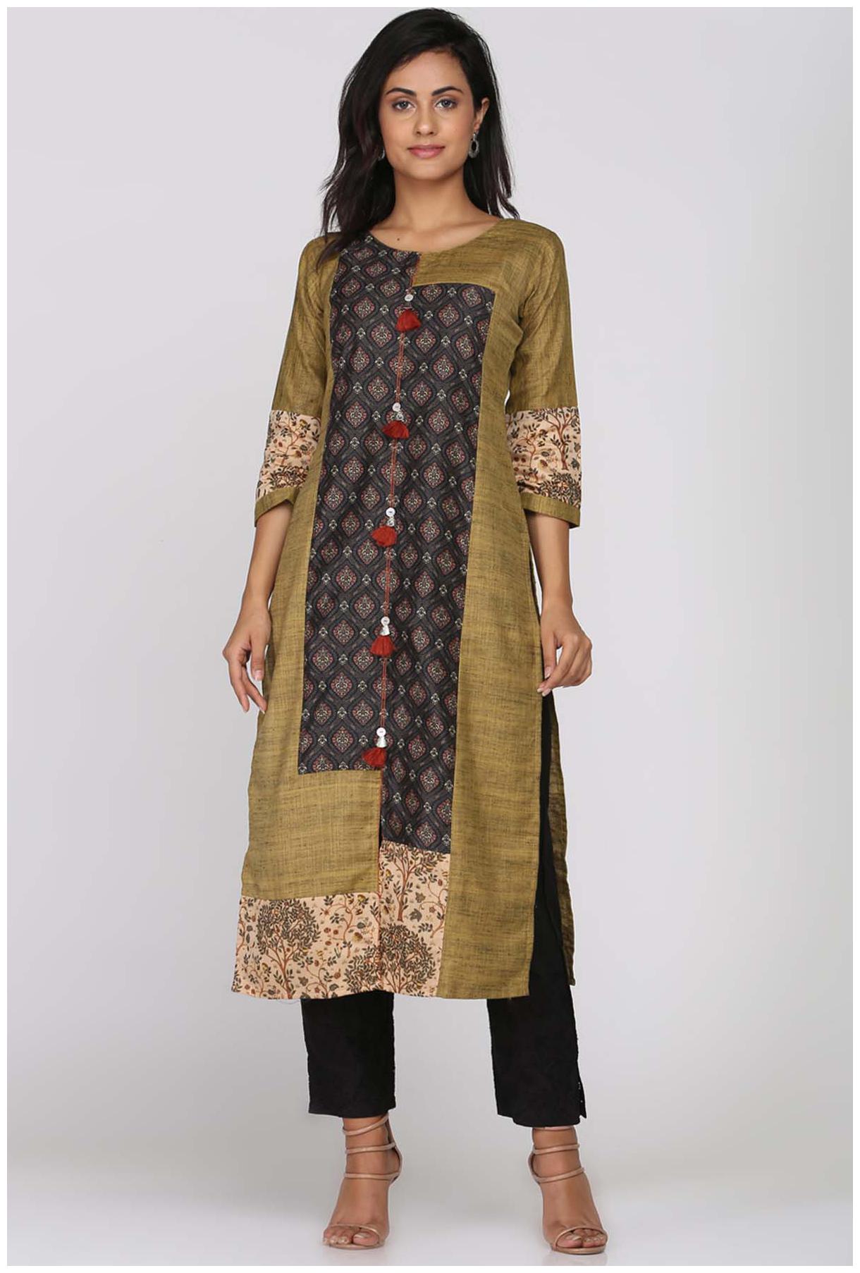 

Soch Women Green Printed Straight Kurti