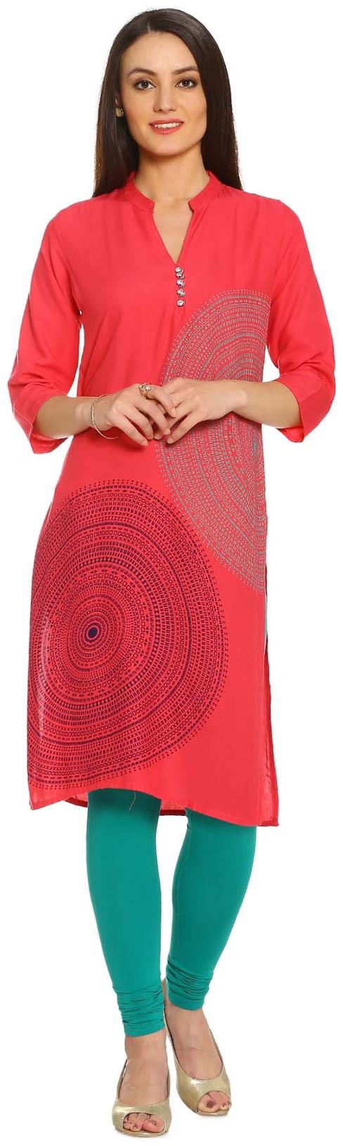 

Soch Women Red Printed Straight Kurta