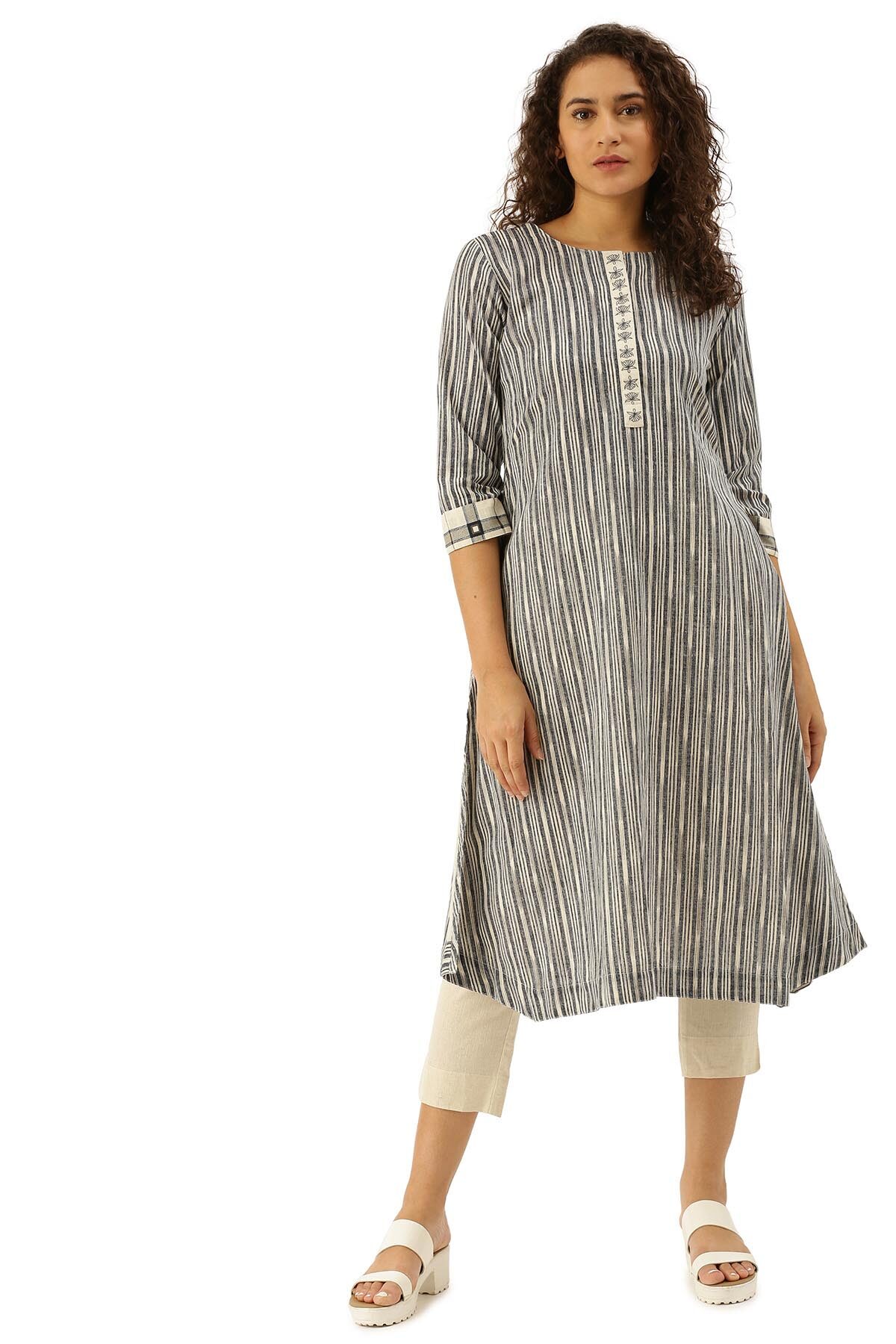 

Soch Cotton Striped Grey Color Kurta For Women