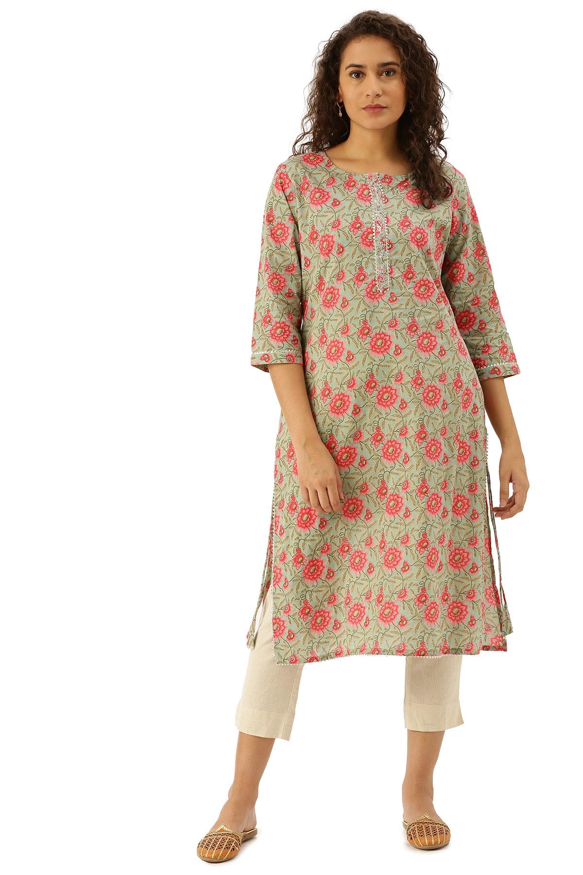 

Soch Women Green Floral Straight Kurta