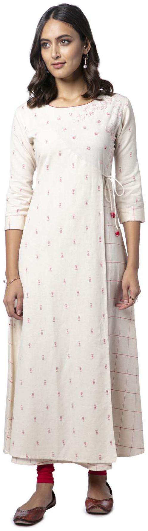 

Soch Women White Embroidered Straight Kurti