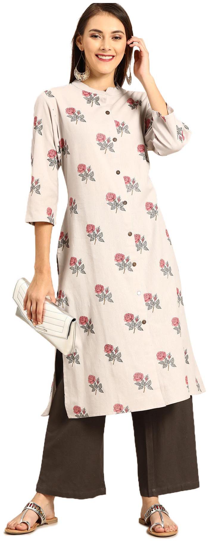 

Soch Women Grey Floral Straight Kurti With Palazzo