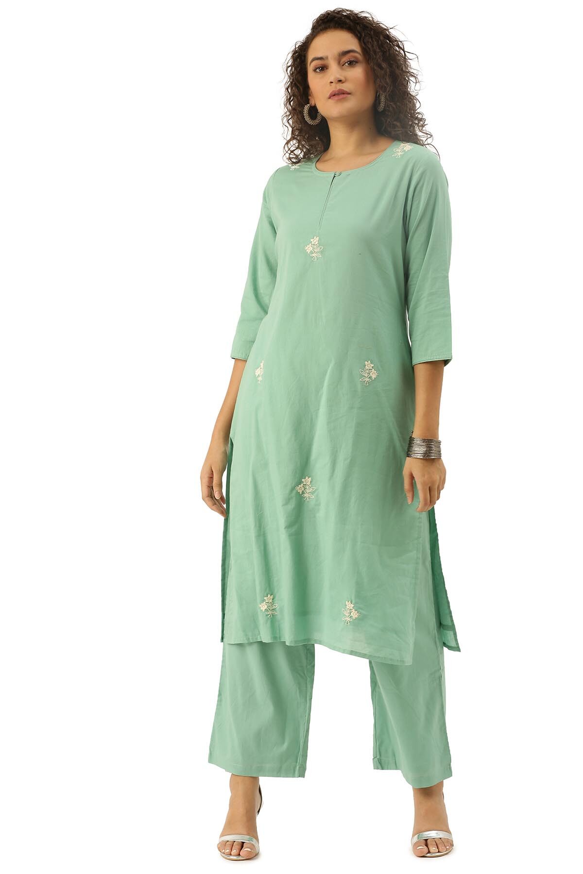 

Soch Cotton Embroidered Green Color Kurti and Palazzo
