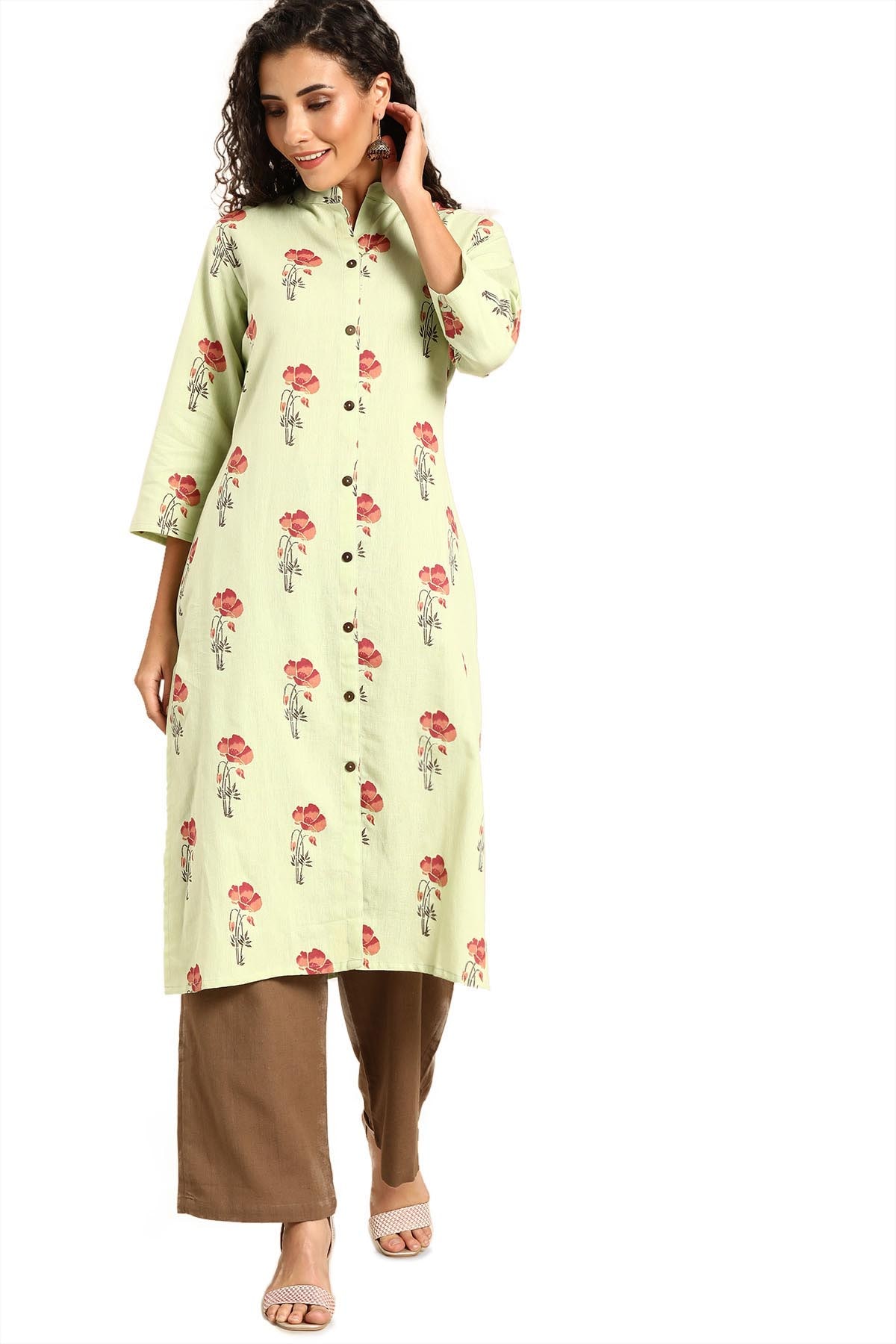 

Soch Women Green Floral Straight Kurti With Palazzo