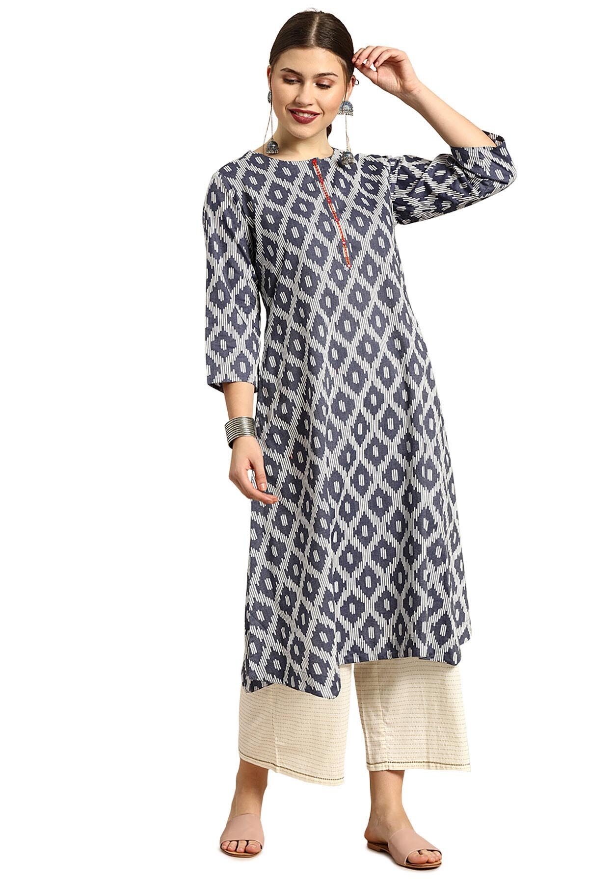 

Soch Cotton Printed Blue Color Kurta For Women