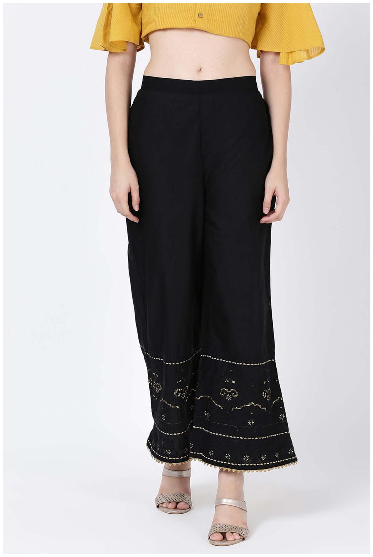 

Soch Black Embroidered Straight Palazzo