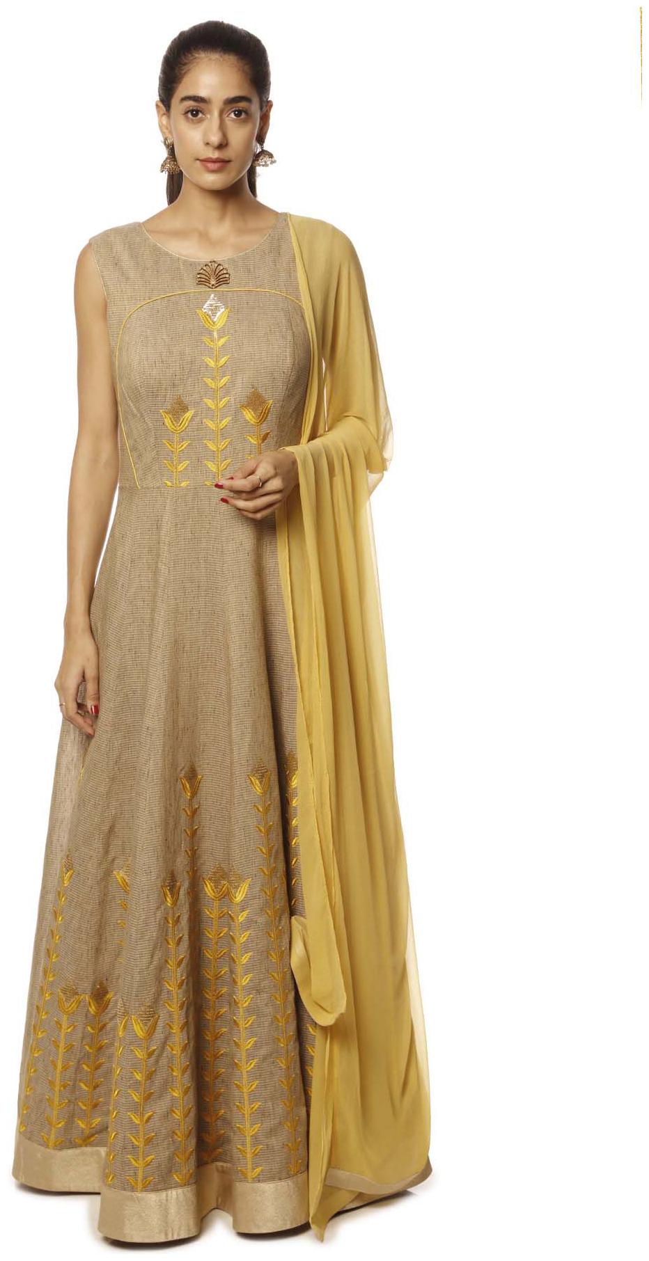 

Soch Cotton Embroidery Suit Set - Beige Yellow