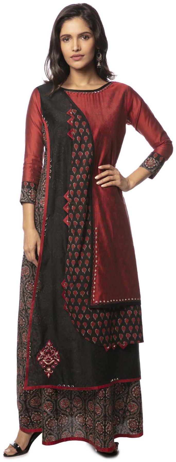 

Soch Women Maroon Printed Straight Kurta