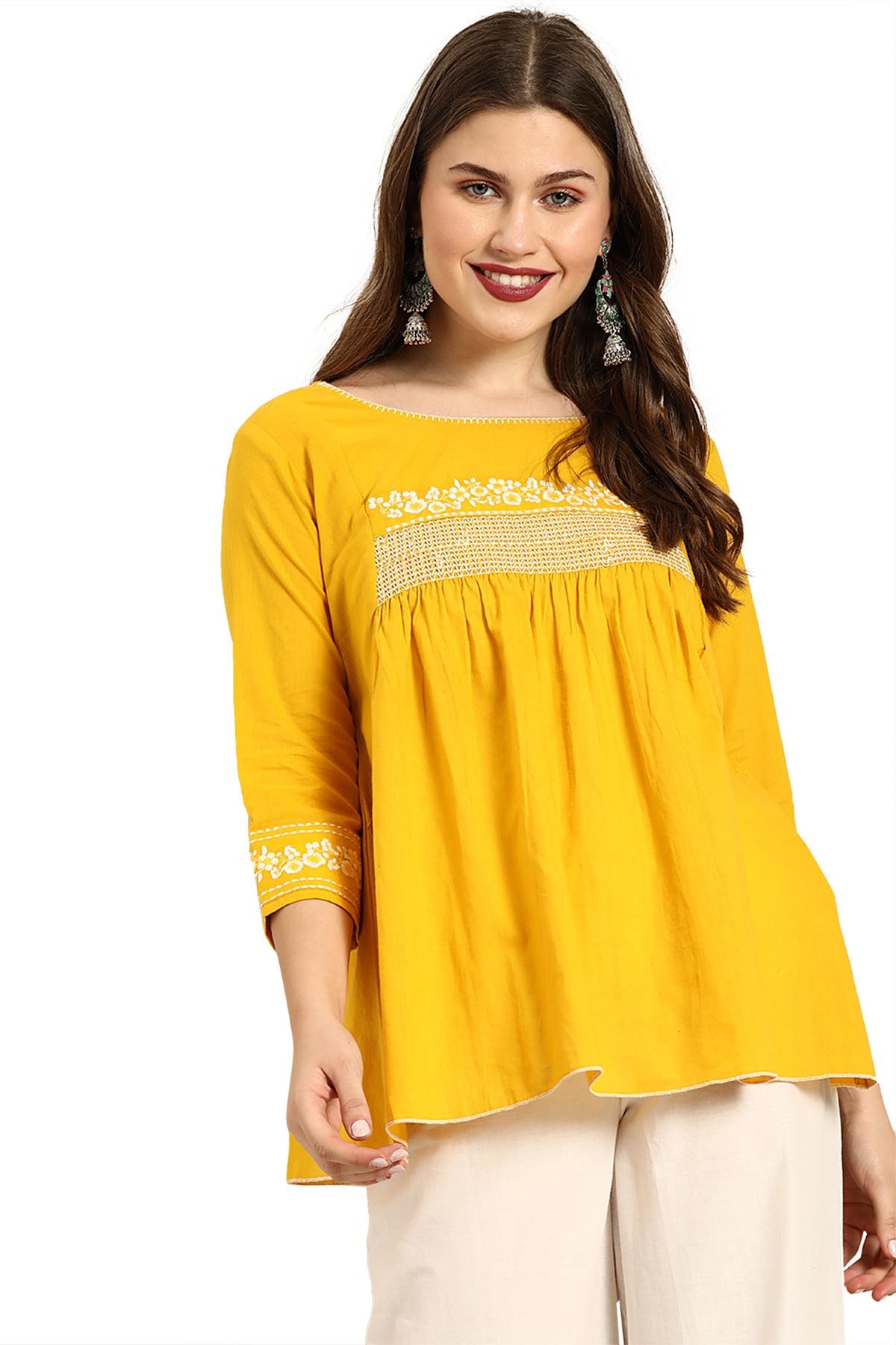 

Soch Women Embroidered Fusion tunic - Yellow