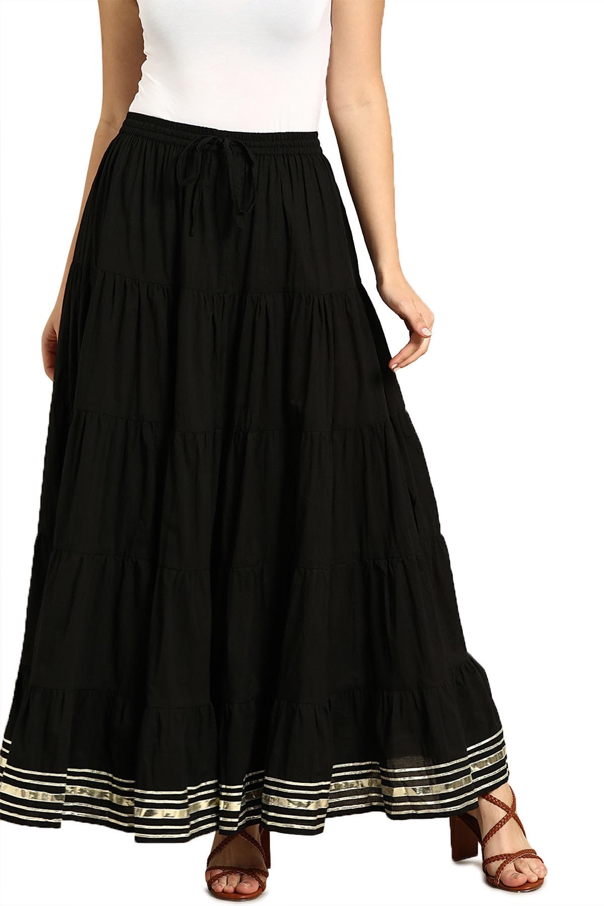

Soch Solid Straight skirt Maxi Skirt - Black