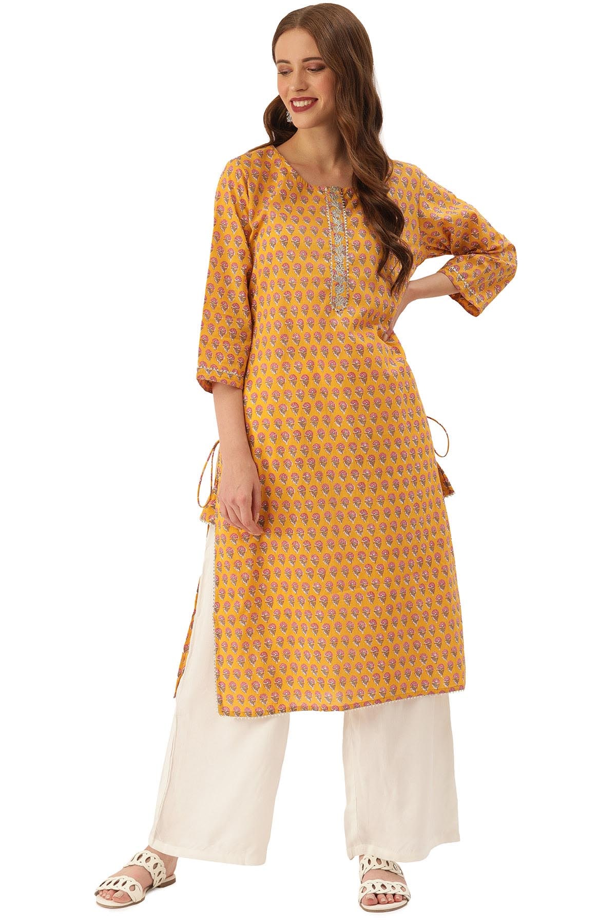

Soch Women Yellow Floral Straight Kurta