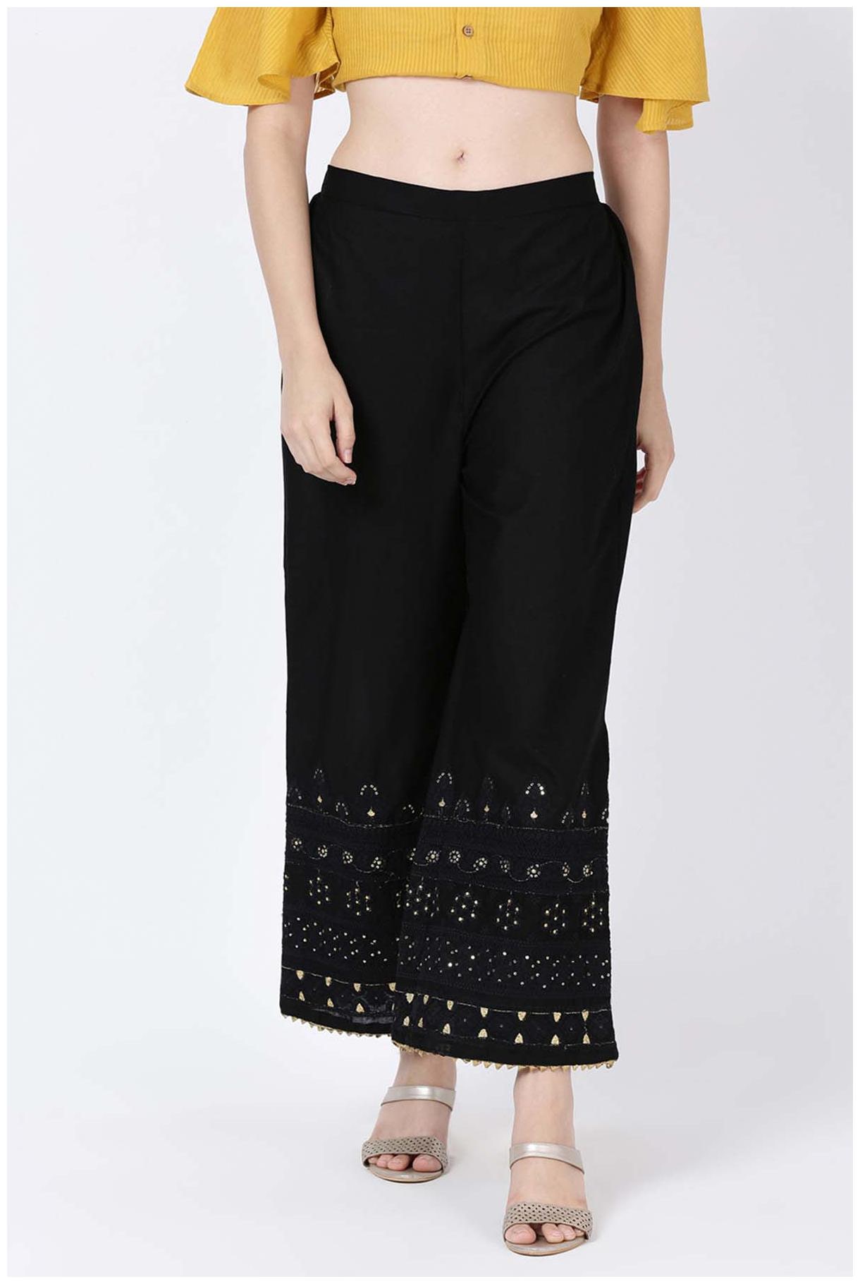 

Soch Black Embroidered Straight Palazzo
