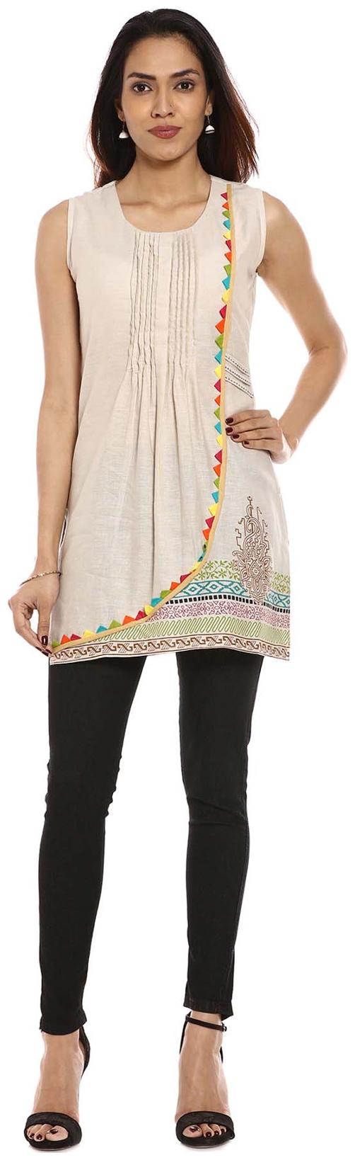 

Soch Women White Printed Straight Kurti