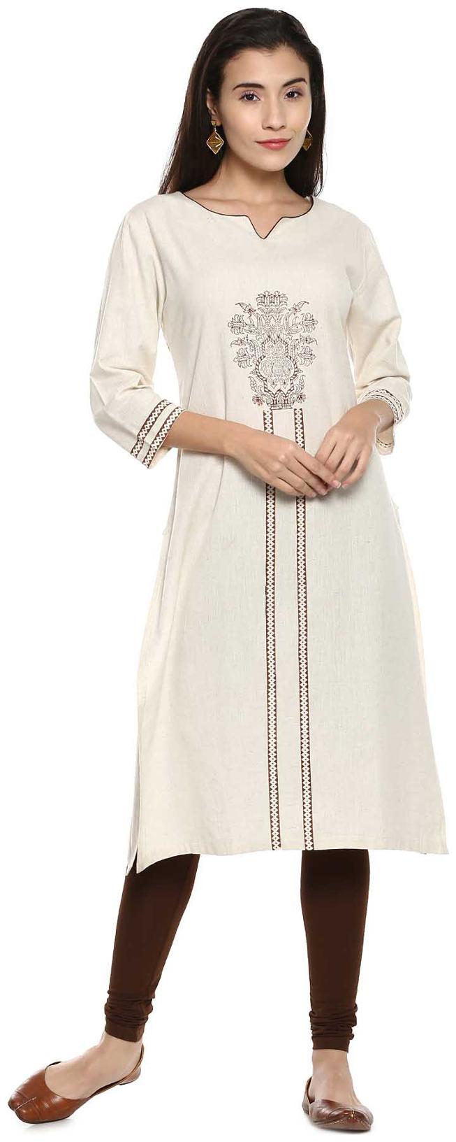

Soch Women White Printed Straight Kurta