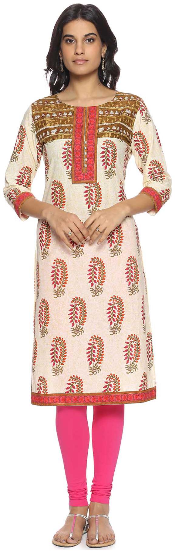 

Soch Women White Printed Straight Kurti