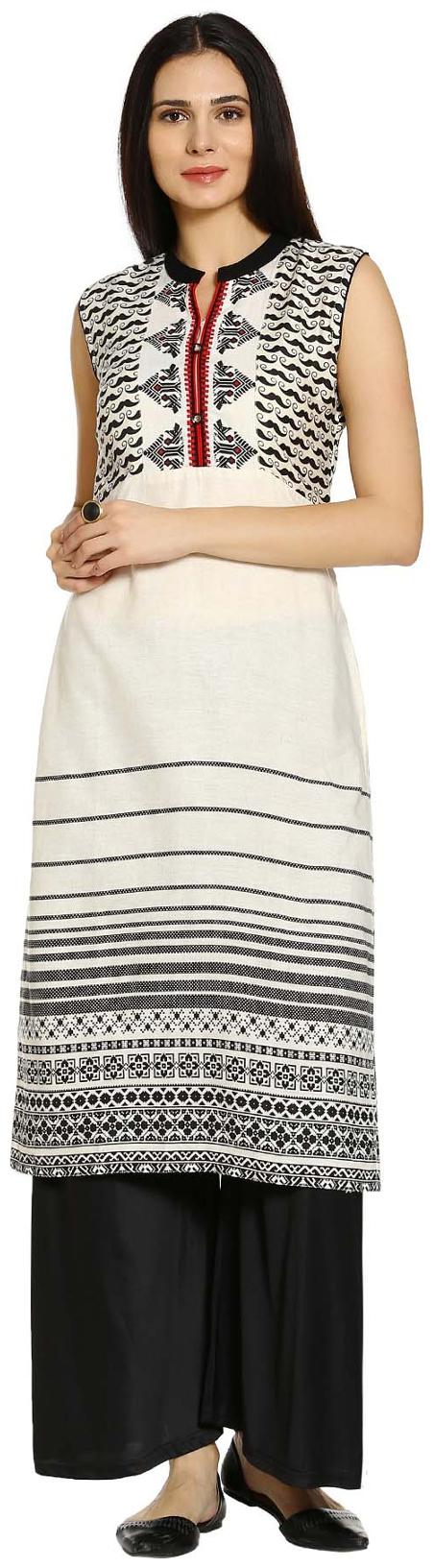 

Soch Women White Printed Straight Kurti