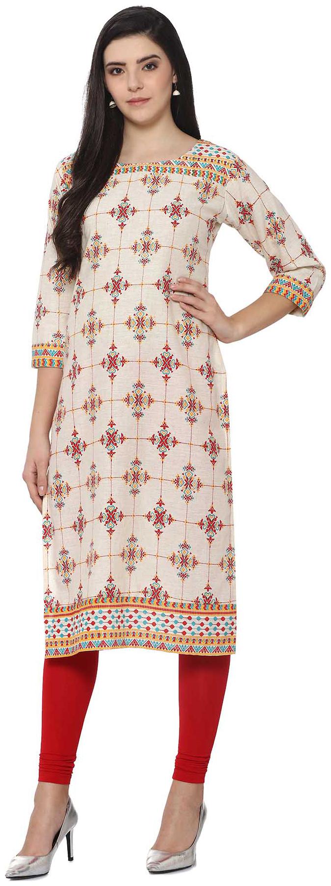 

Soch Women White Printed Straight Kurta