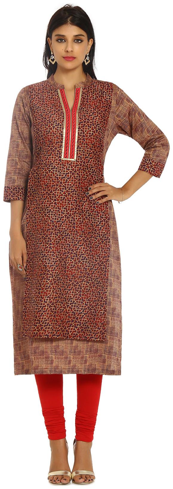 

Soch Women Red Printed Straight Kurta