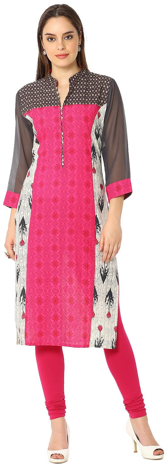 

Soch Women Pink Printed Straight Kurti
