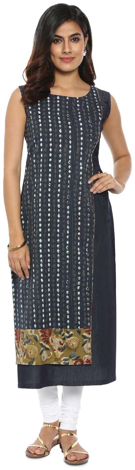 

Soch Women Blue Printed Straight Kurti