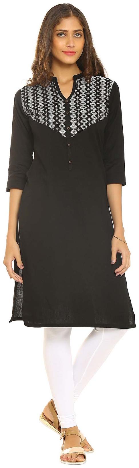 

Soch Women Black Embroidered Straight Kurta