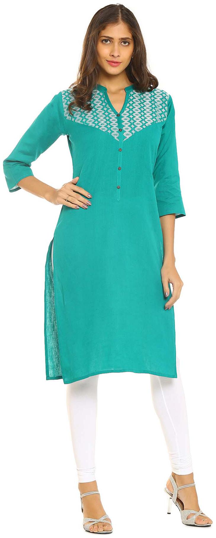 

Soch Women Green Embroidered Straight Kurti