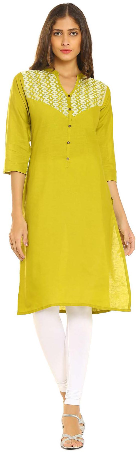 

Soch Women Green Embroidered Straight Kurti