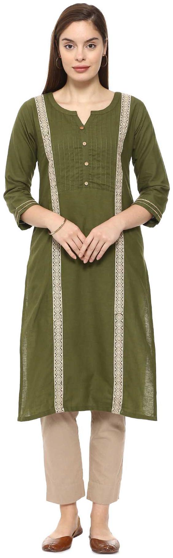 

Soch Women Green Embroidered Straight Kurti