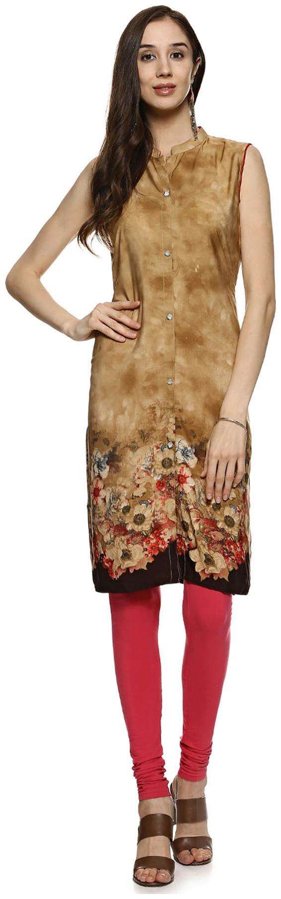 

Soch Women Brown Floral Straight Kurti
