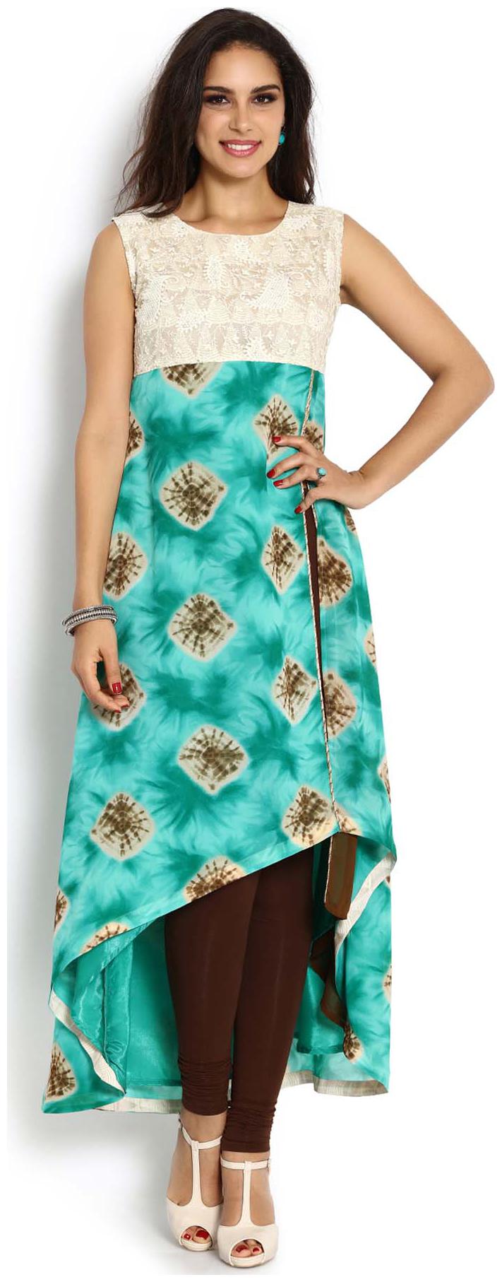 

Soch Women Green Printed Straight Kurti