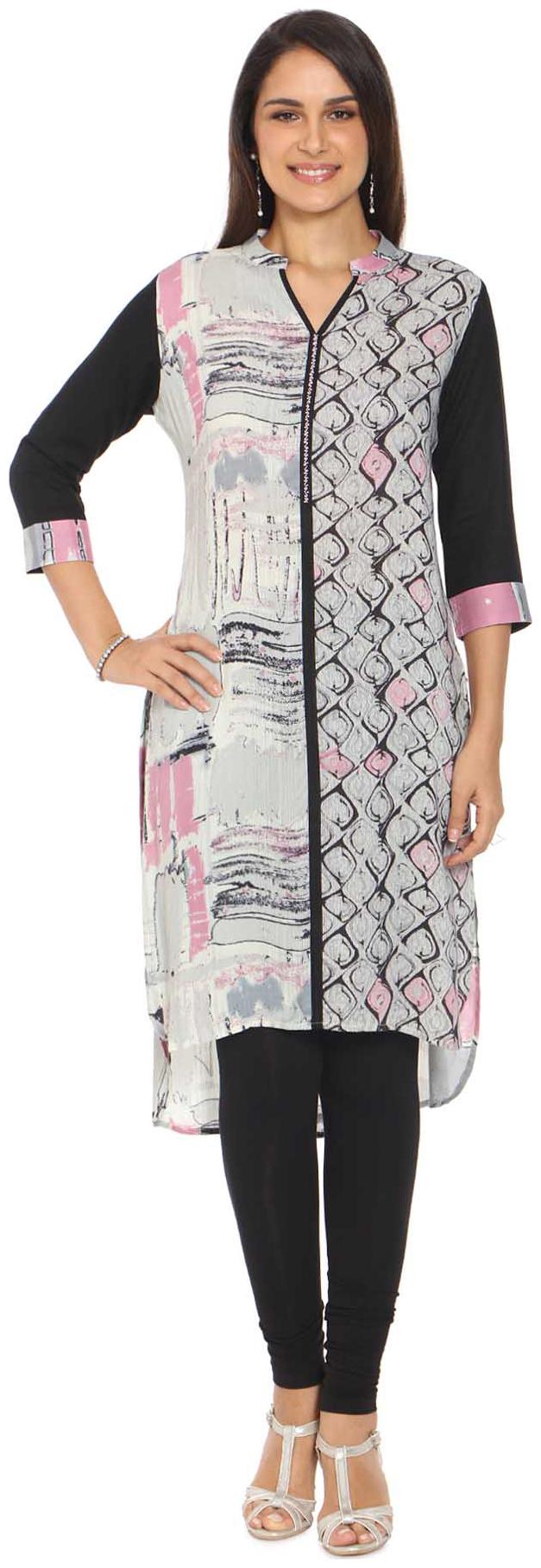 

Soch Women Grey Printed Straight Kurti