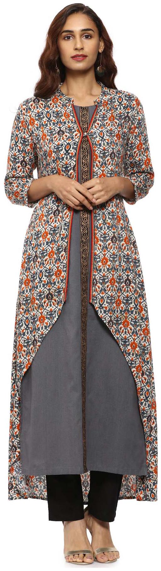 

Soch Grey Cotton Straight Kurti Suit