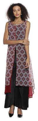

Soch Women Grey Printed Assymetrical Kurti