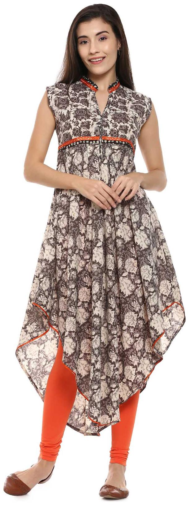 

Soch Women Grey Floral Straight Kurta