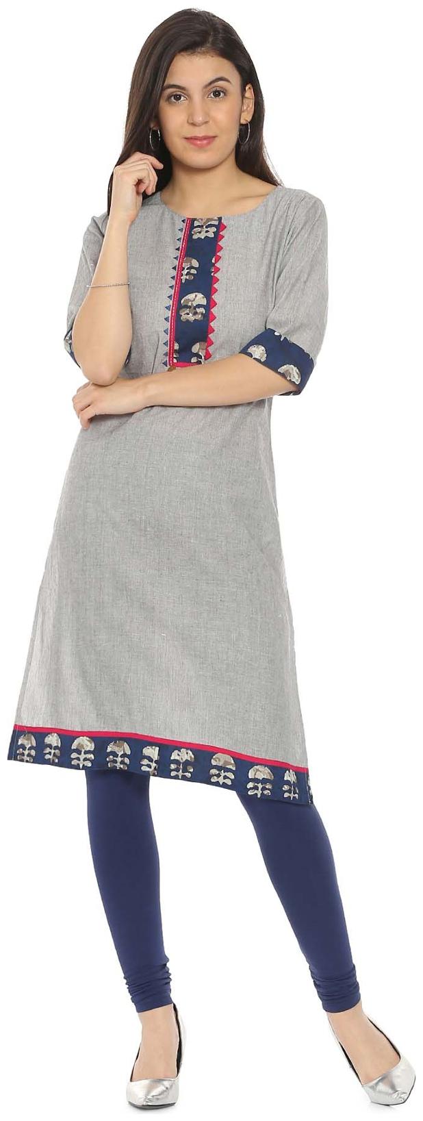 

Soch Women Grey Solid Straight Kurti