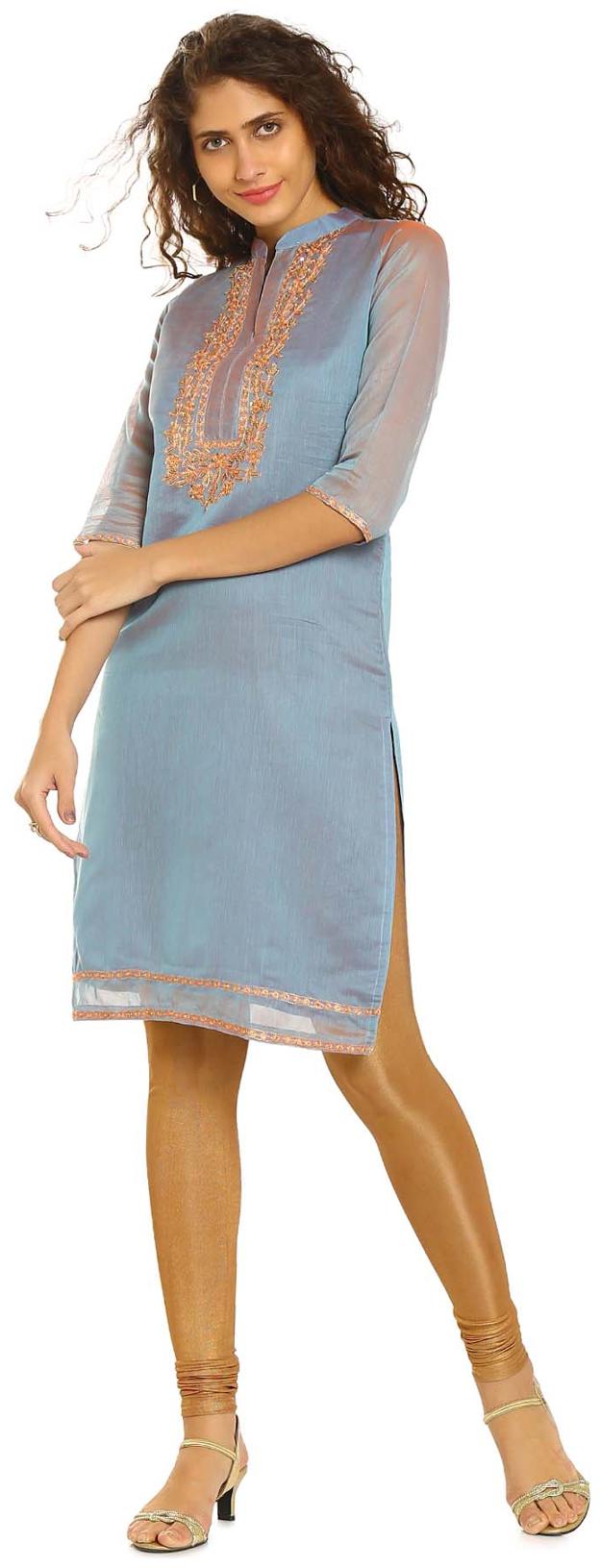 

Soch Grey Solid Chanderi Kurti