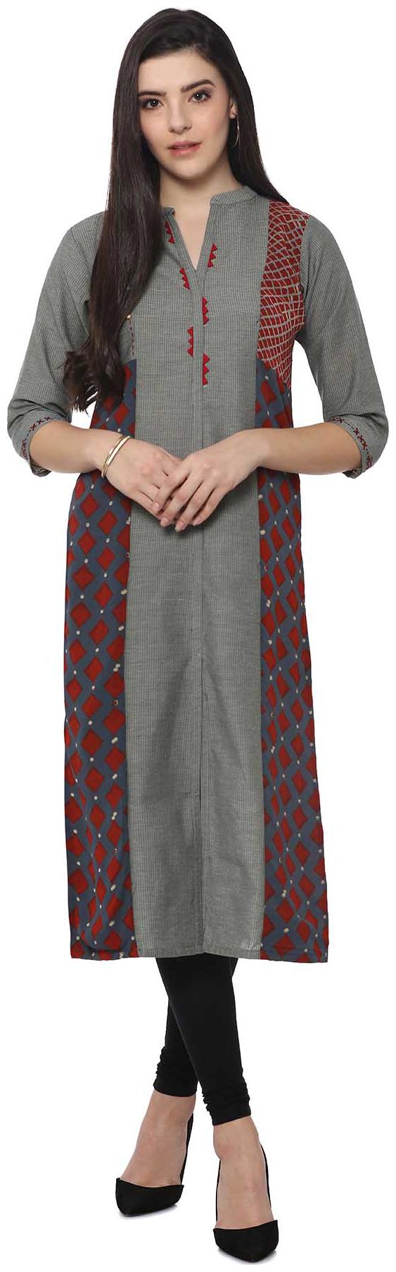 

Soch Women Grey Printed Straight Kurta
