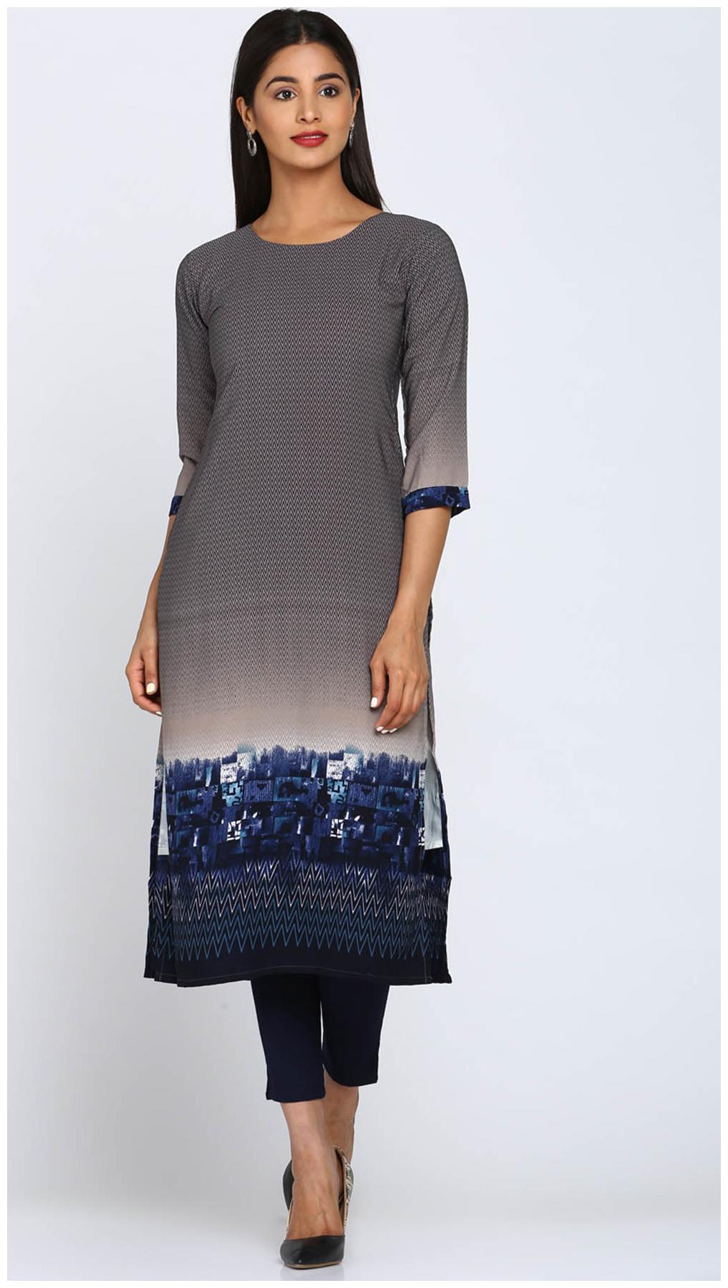 

Soch Women Grey Printed Straight Kurti