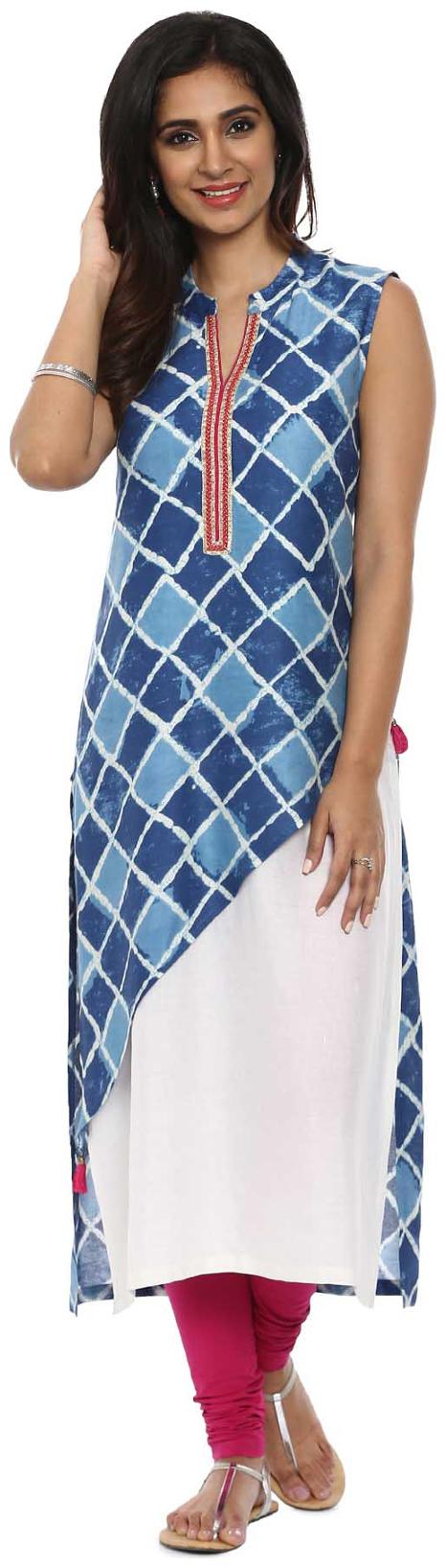 

Soch Women Blue Printed Straight Kurta