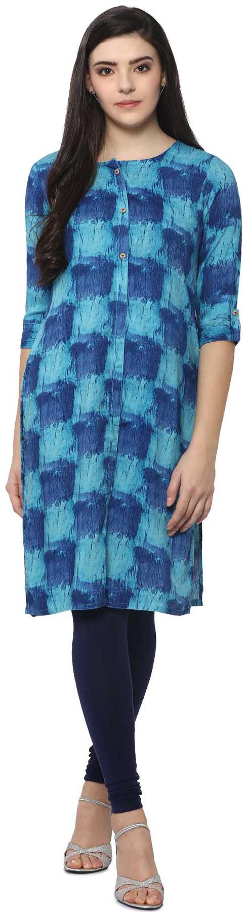 

Soch Women Blue Printed Straight Kurta