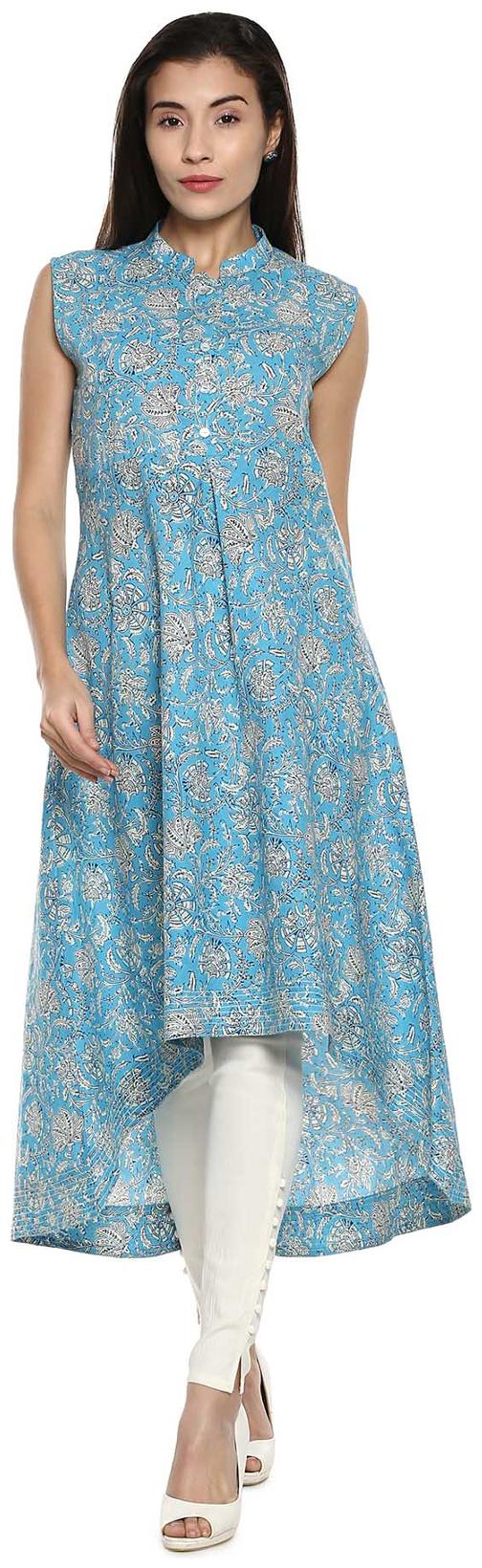 

Soch Women Blue Printed Assymetrical Kurta
