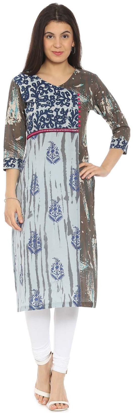 

Soch Women Blue Printed Straight Kurti